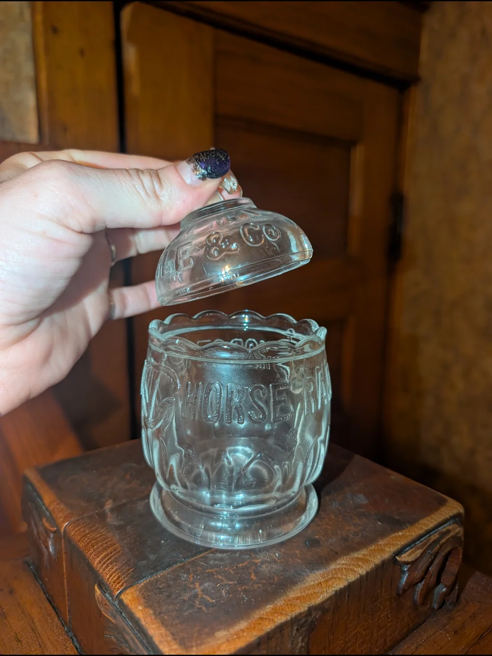 Vintage Anchor Pickle & Vinegar Works Collectible Horseradish Jar Spoon Horse